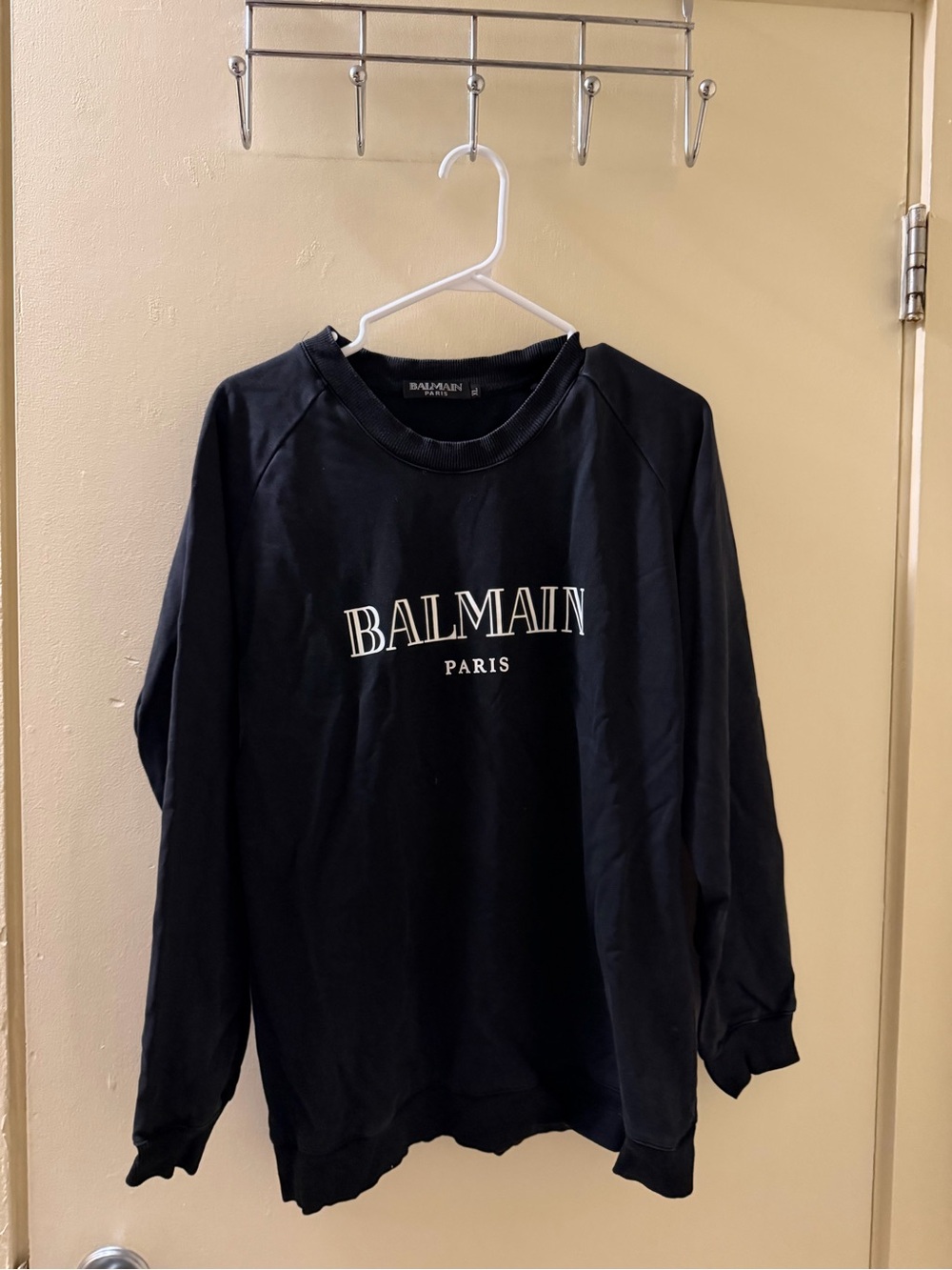 Balmain Black Crewneck Sweatshirt with White Logo